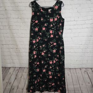 Vtg 90s Grunge Dress Floral Rose Maxi Sz Xl 16 18 Moody Whimsygoth Fairy
